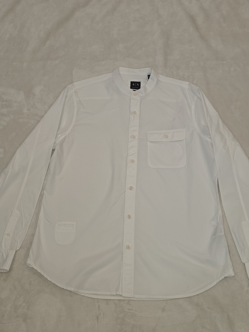 A/X Armani Exchange White Band Collar Shirt - Men's Large